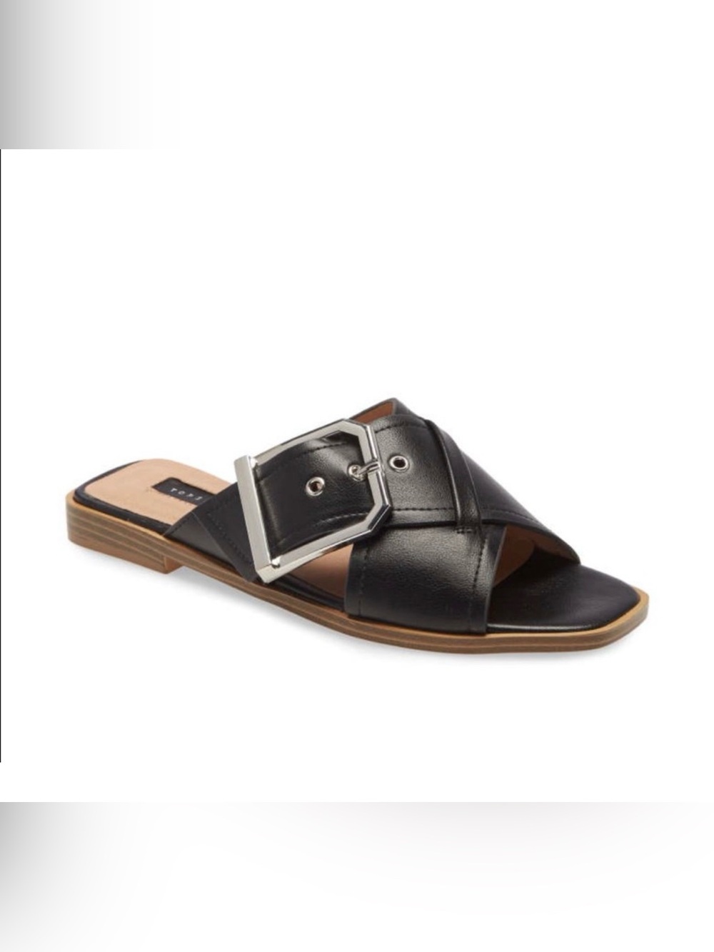 Topshop Leather Buckle Slide Sandal - Women